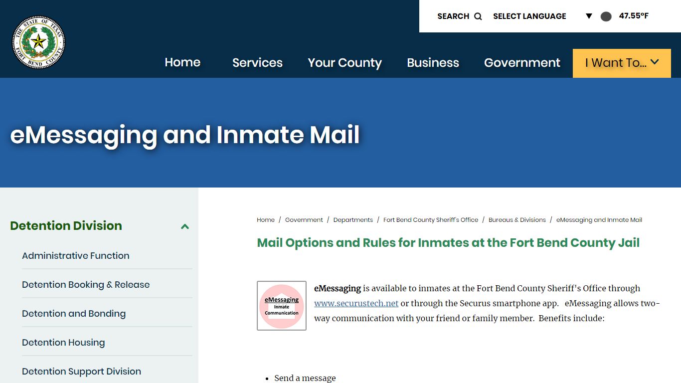 eMessaging and Inmate Mail | Fort Bend County